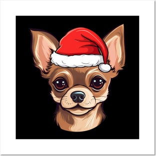 Santa Chihuahua Christmas Puppy Dog Lover Posters and Art